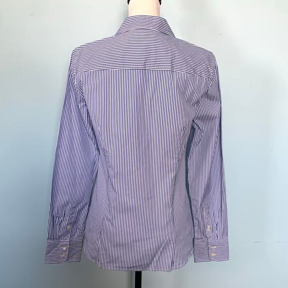 J. Crew Stretch Perfect Button Down Shirt in French Blue Classic Stripes Size M - Picture 4 of 8